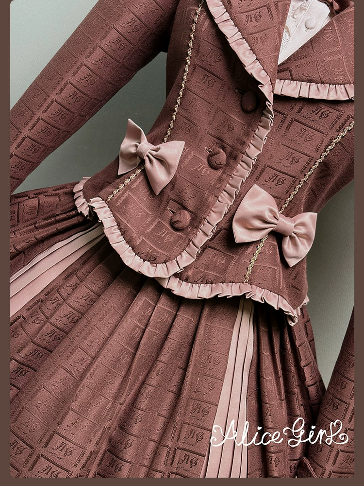 Bear Chocolate Slab - Classic Lolita Pleated JSK & SK Dress, Side Zipper - Image 33