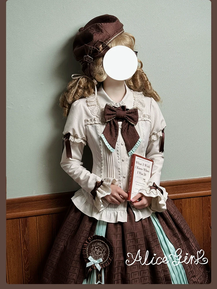 Bear Chocolate Slab - Classic Lolita Pleated JSK & SK Dress, Side Zipper - Image 66