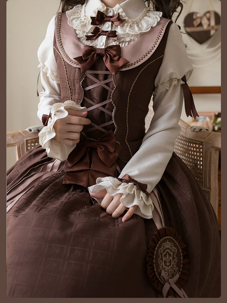 Bear Chocolate Slab - Classic Lolita Pleated JSK & SK Dress, Side Zipper - Image 67