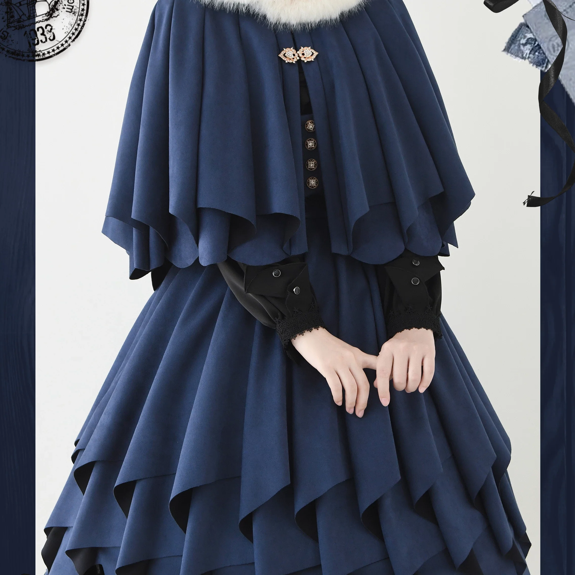 Molten Snowtop - Classic Lolita SK, Cape With Detachable Collar - Image 11