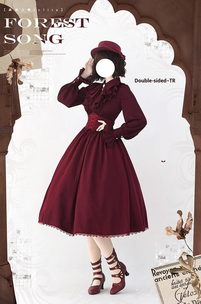 Astris - Classic Lolita SK Double-sided Wearing Fishbone Skirt - Image 12