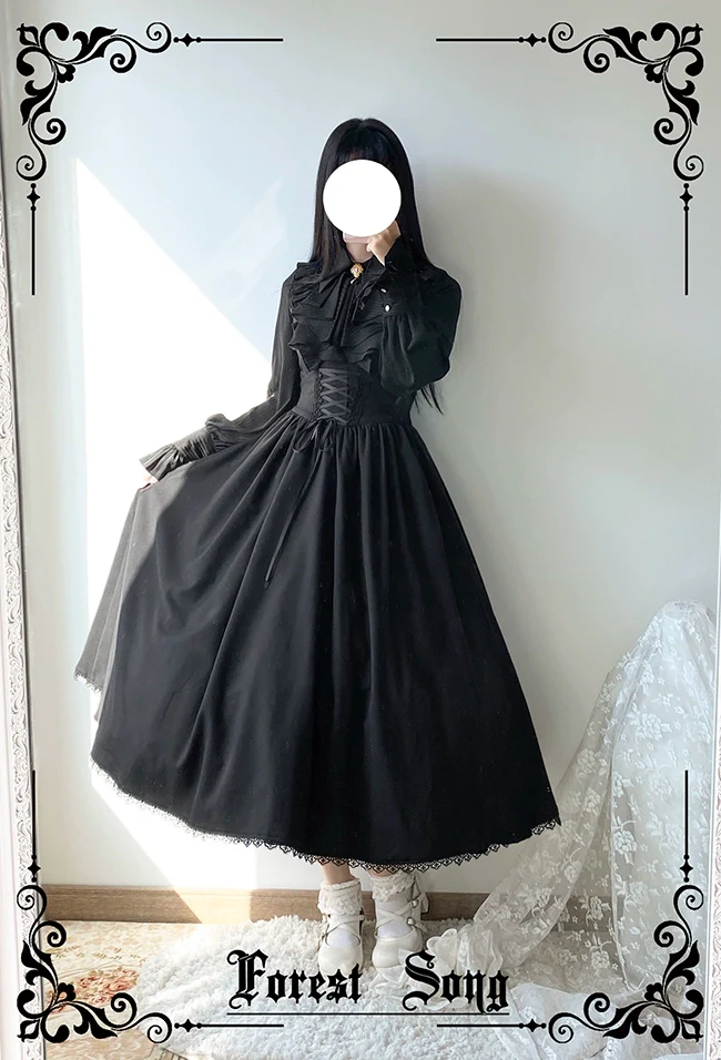Astris - Classic Lolita SK Double-sided Wearing Fishbone Skirt - Image 2
