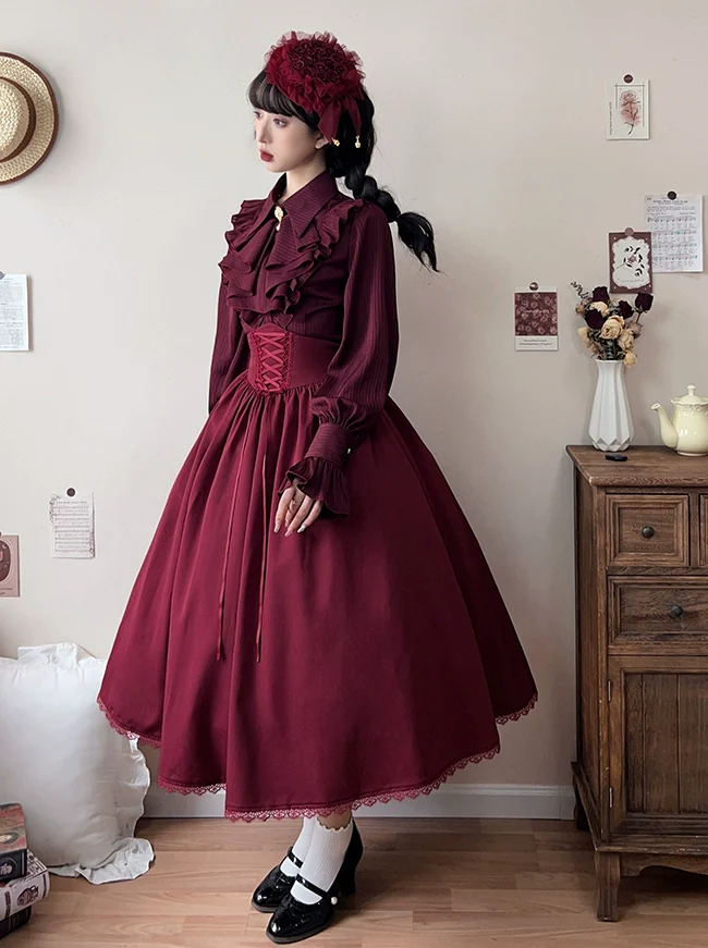 Astris - Classic Lolita SK Double-sided Wearing Fishbone Skirt - Image 3