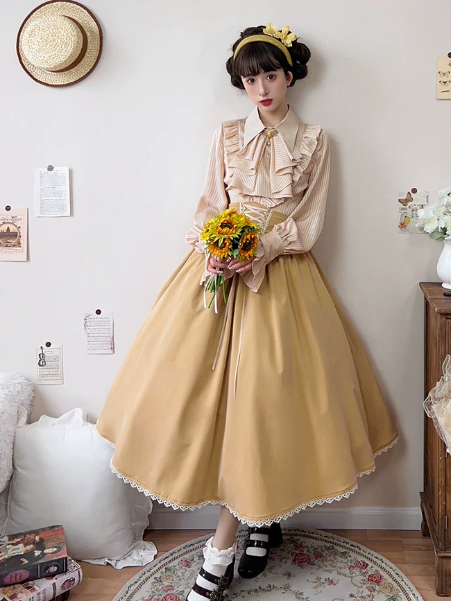 Astris - Classic Lolita SK Double-sided Wearing Fishbone Skirt - Image 5