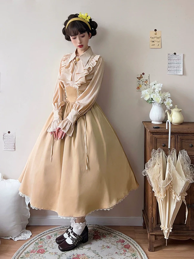Astris - Classic Lolita SK Double-sided Wearing Fishbone Skirt - Image 6