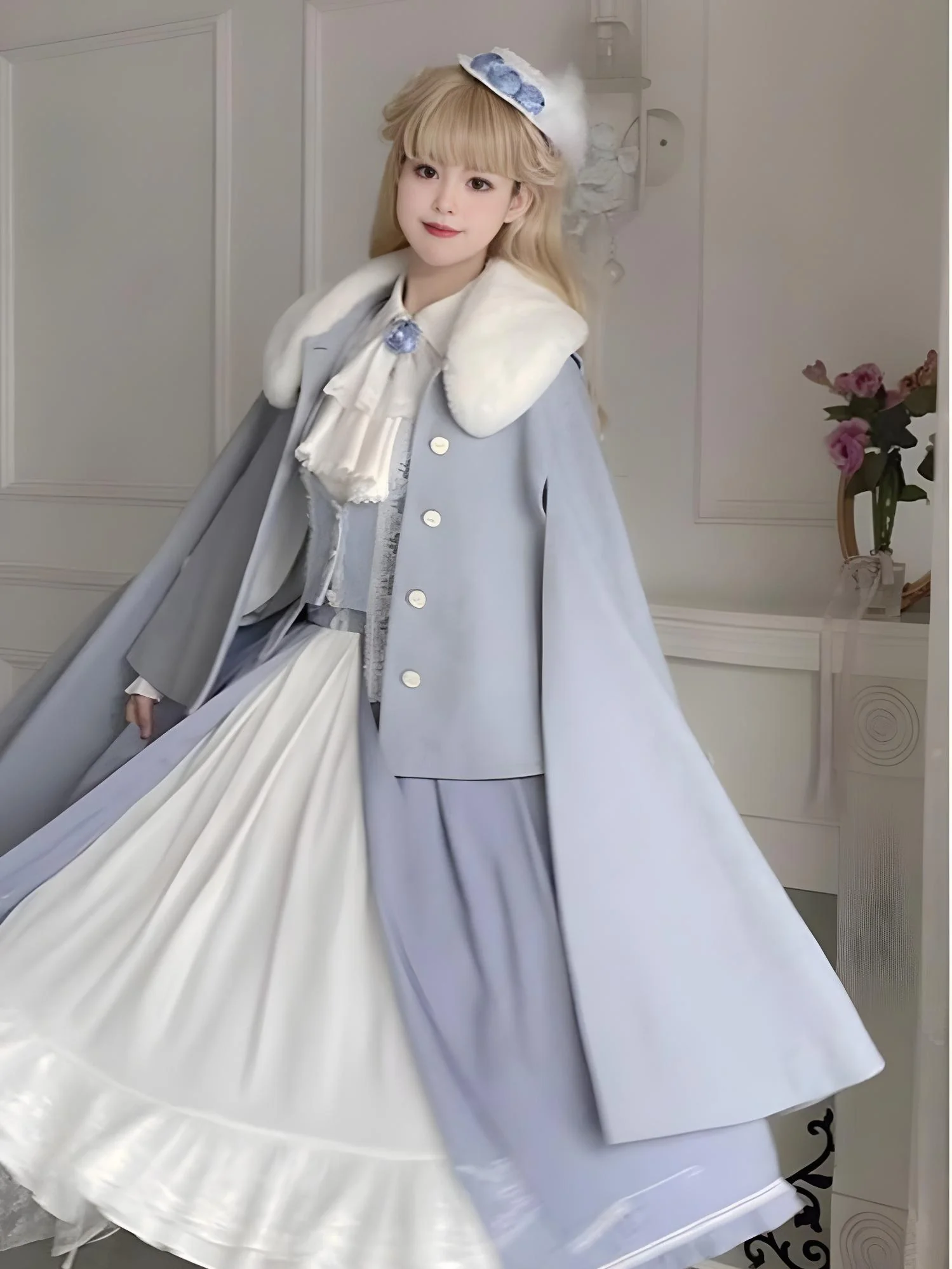Miss Leisha - Classic Lolita Skirt Set Elegant Winter Cape - Image 5