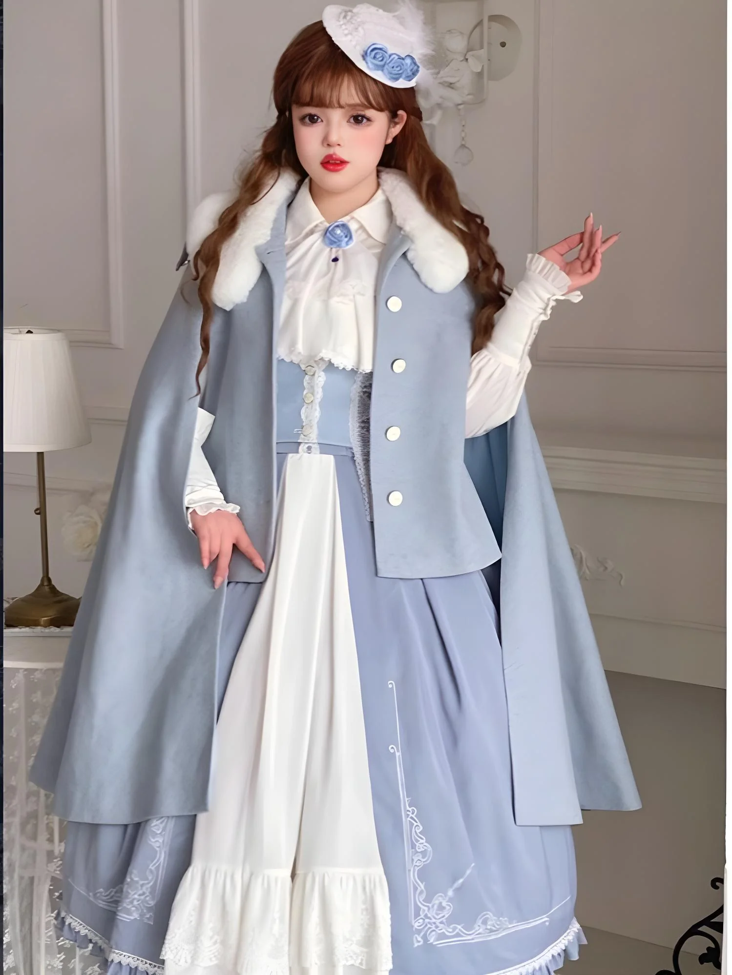 Miss Leisha - Classic Lolita Skirt Set Elegant Winter Cape - Image 6
