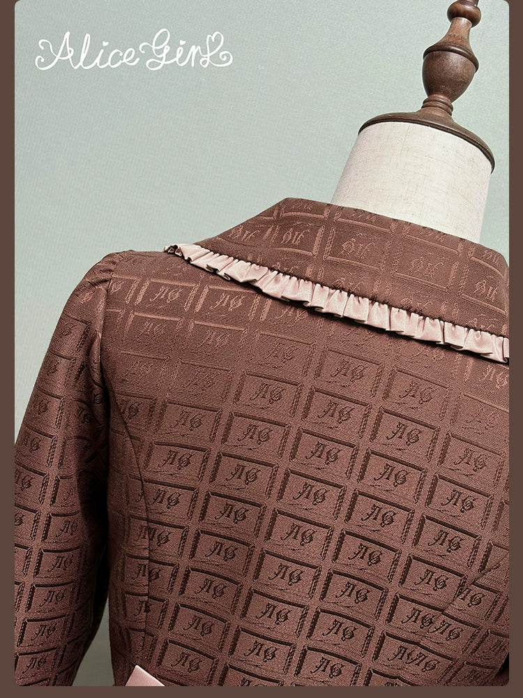 Alice Girl - Bear Chocolate Slab - Classic Lolita Slim Fit Jacket Coat, Lapel Collar - Image 13