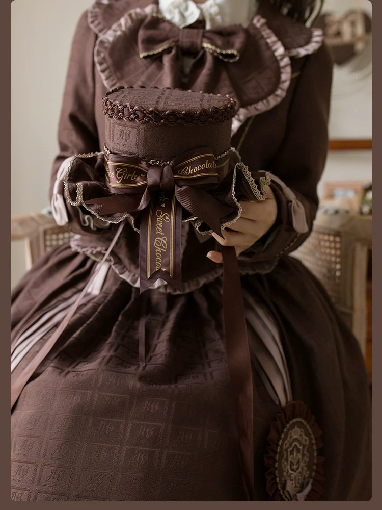 Alice Girl - Bear Chocolate Slab - Classic Lolita Slim Fit Jacket Coat, Lapel Collar - Image 33