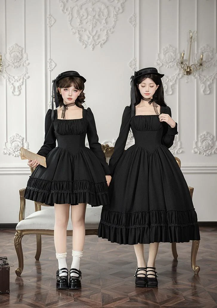 Audrey's Reply - Classic Lolita Square Neck OP, Detachable Embroidered Collar - Image 2