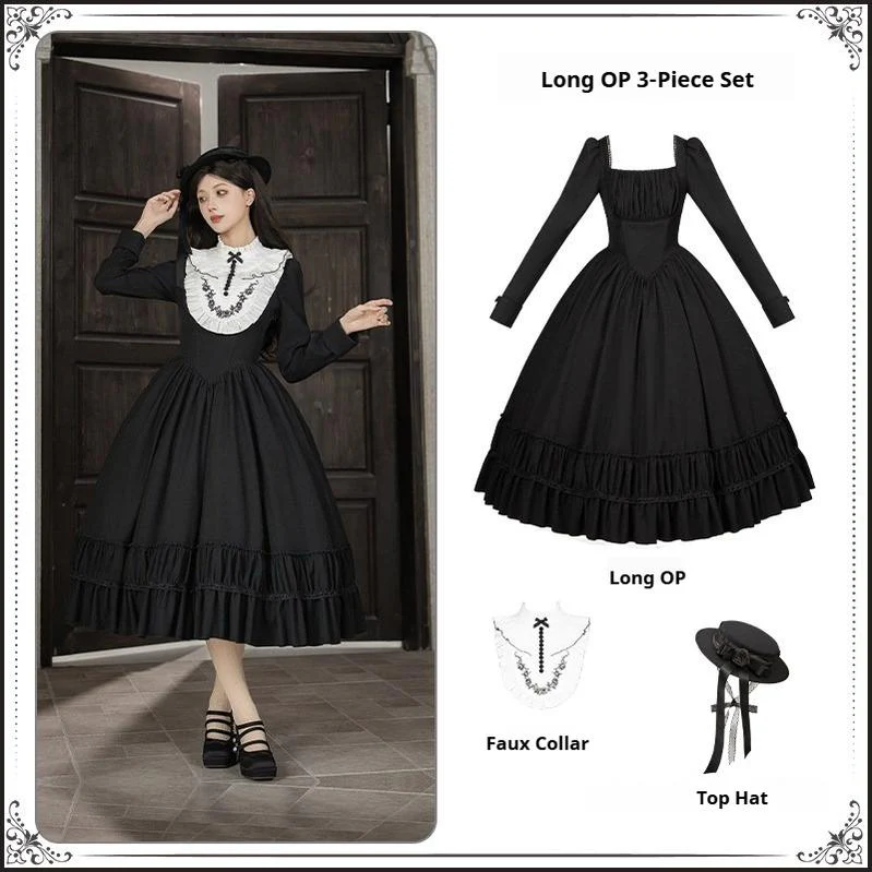 Audrey's Reply - Classic Lolita Square Neck OP, Detachable Embroidered Collar - Image 28
