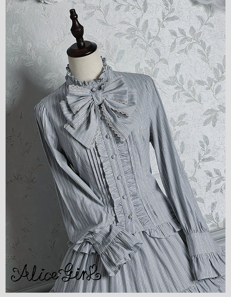 Duke of Victoria - Classic Lolita Striped Blouse - Image 14