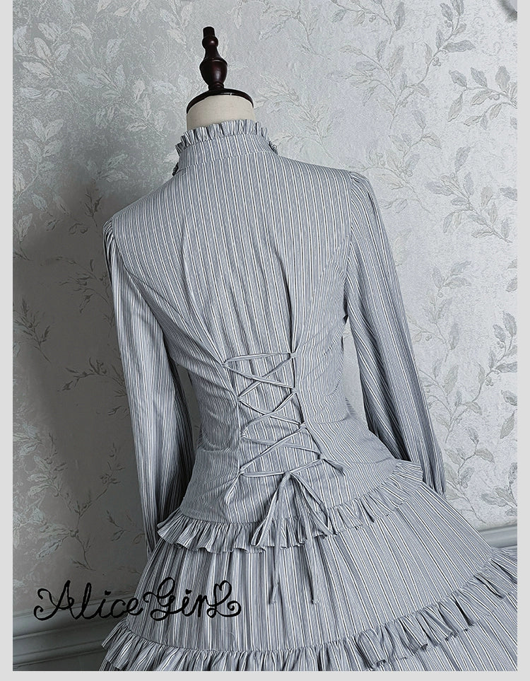 Duke of Victoria - Classic Lolita Striped Blouse - Image 17