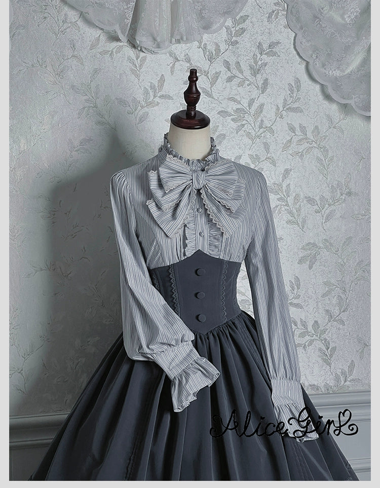 Duke of Victoria - Classic Lolita Striped Blouse - Image 18