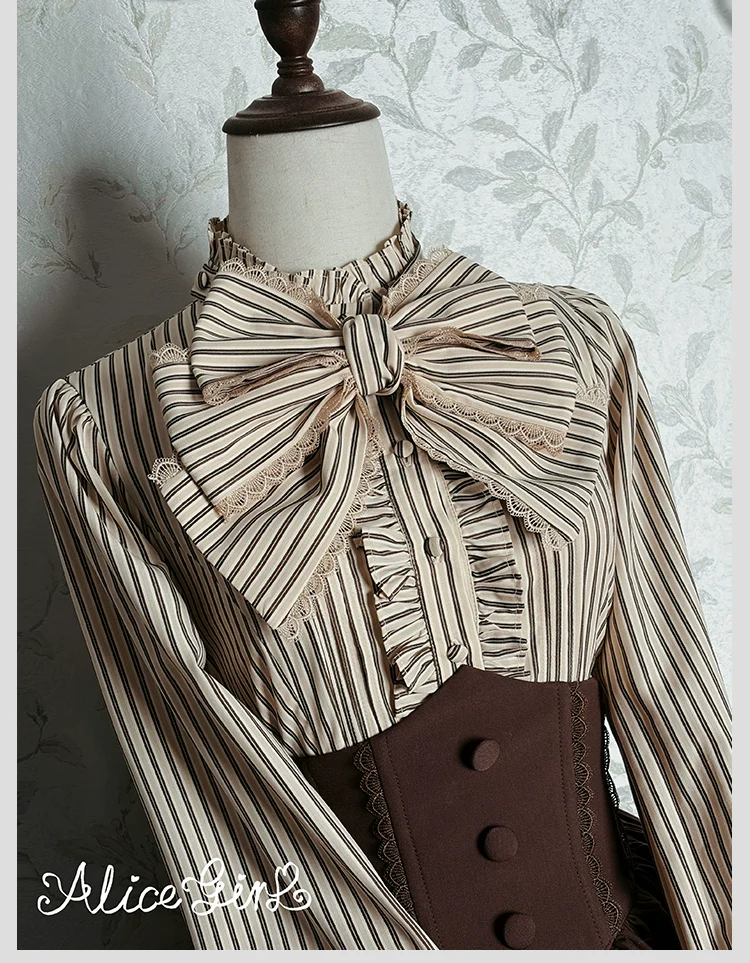 Duke of Victoria - Classic Lolita Striped Blouse - Image 36