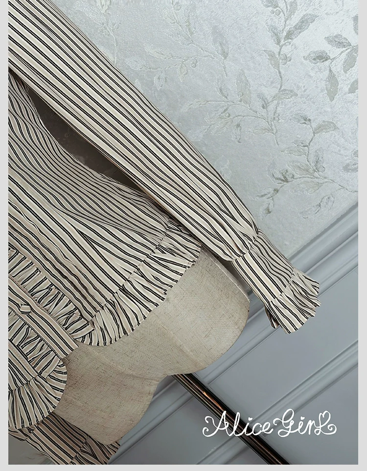 Duke of Victoria - Classic Lolita Striped Blouse - Image 40