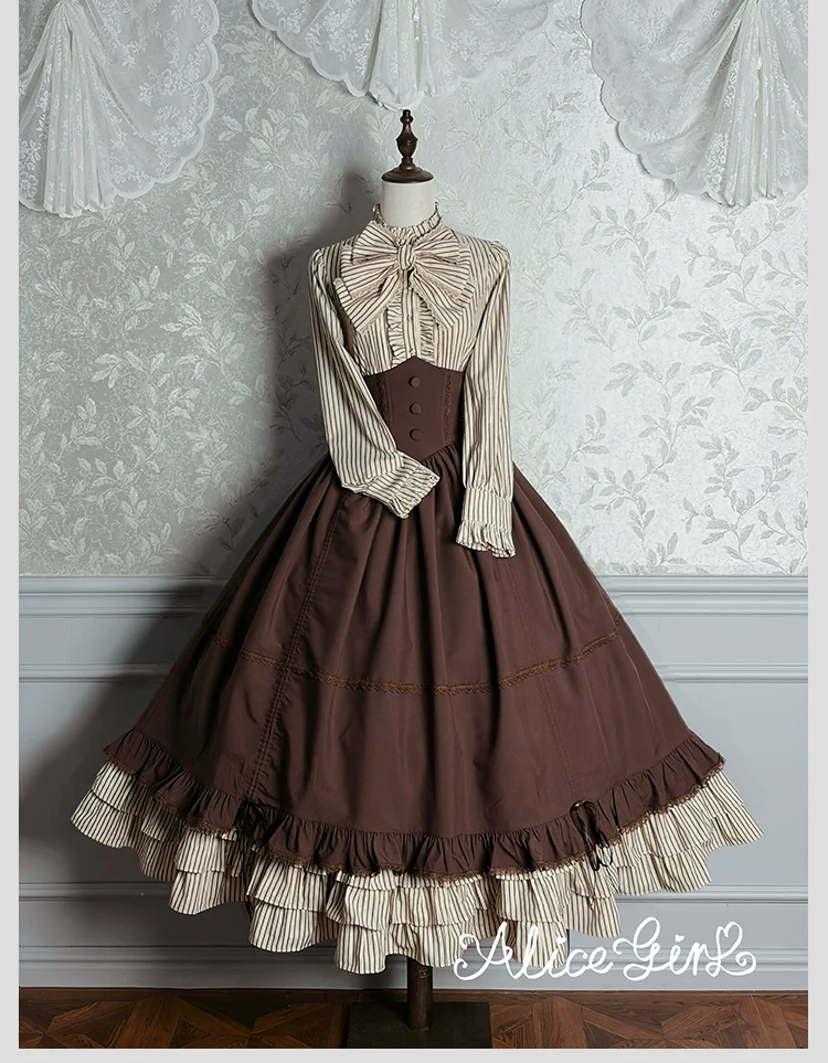 Duke of Victoria - Classic Lolita Striped Blouse - Image 42