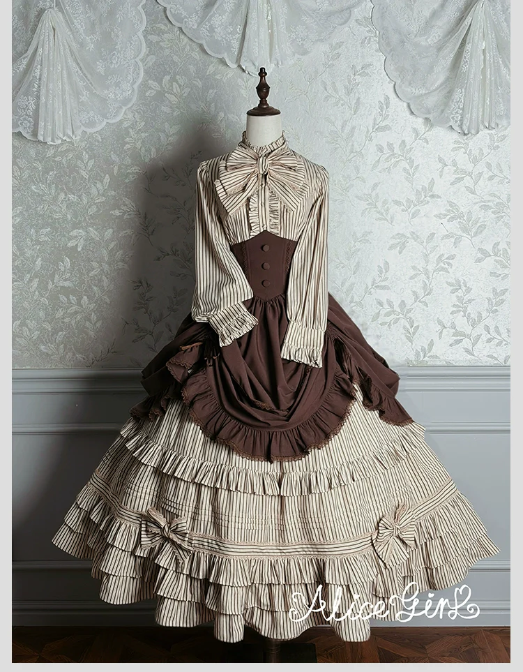 Duke of Victoria - Classic Lolita Striped Blouse - Image 44
