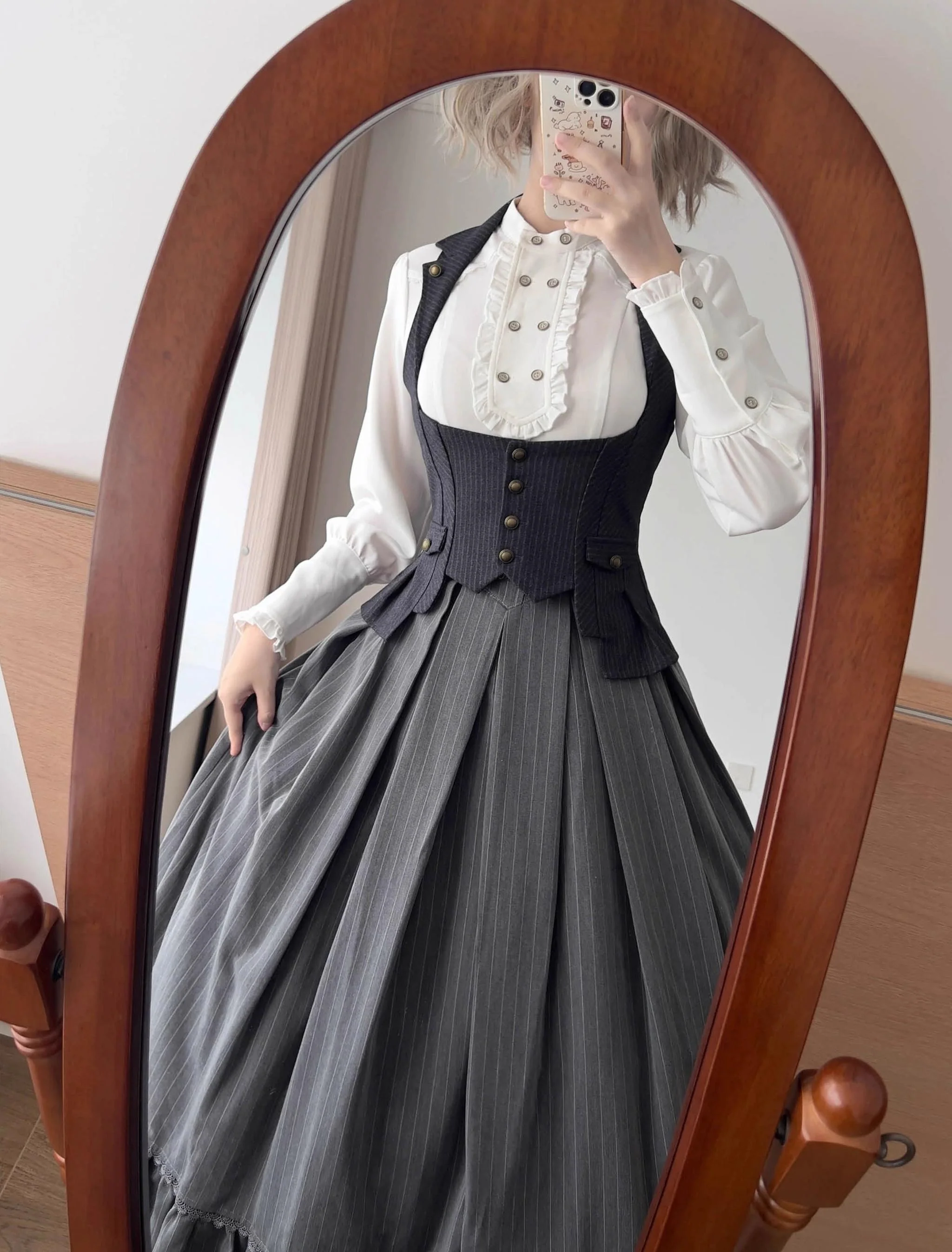 Forest Contract - Classic Lolita Striped Vest, Elastic Waist - Image 12