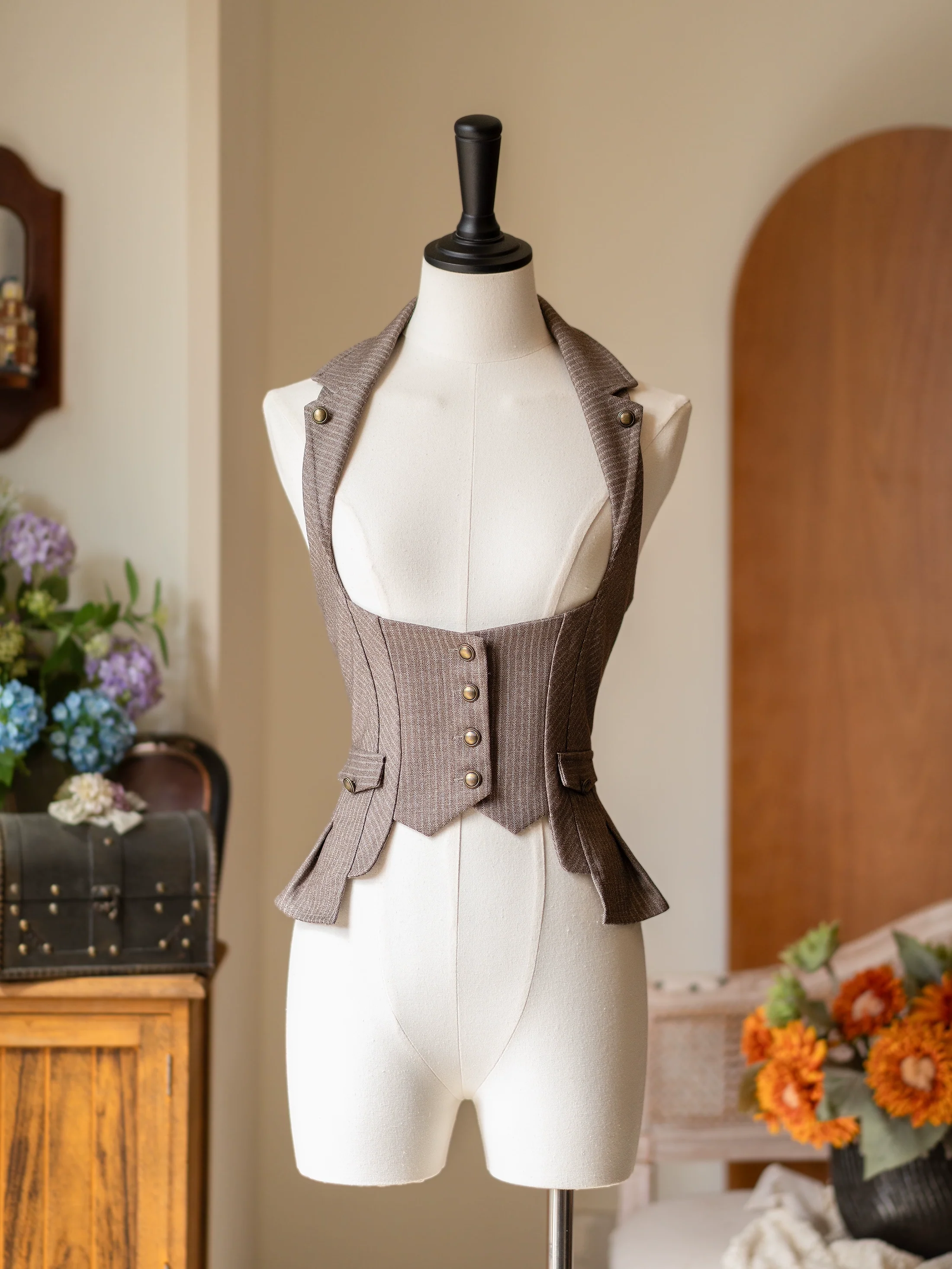 Forest Contract - Classic Lolita Striped Vest, Elastic Waist - Image 4