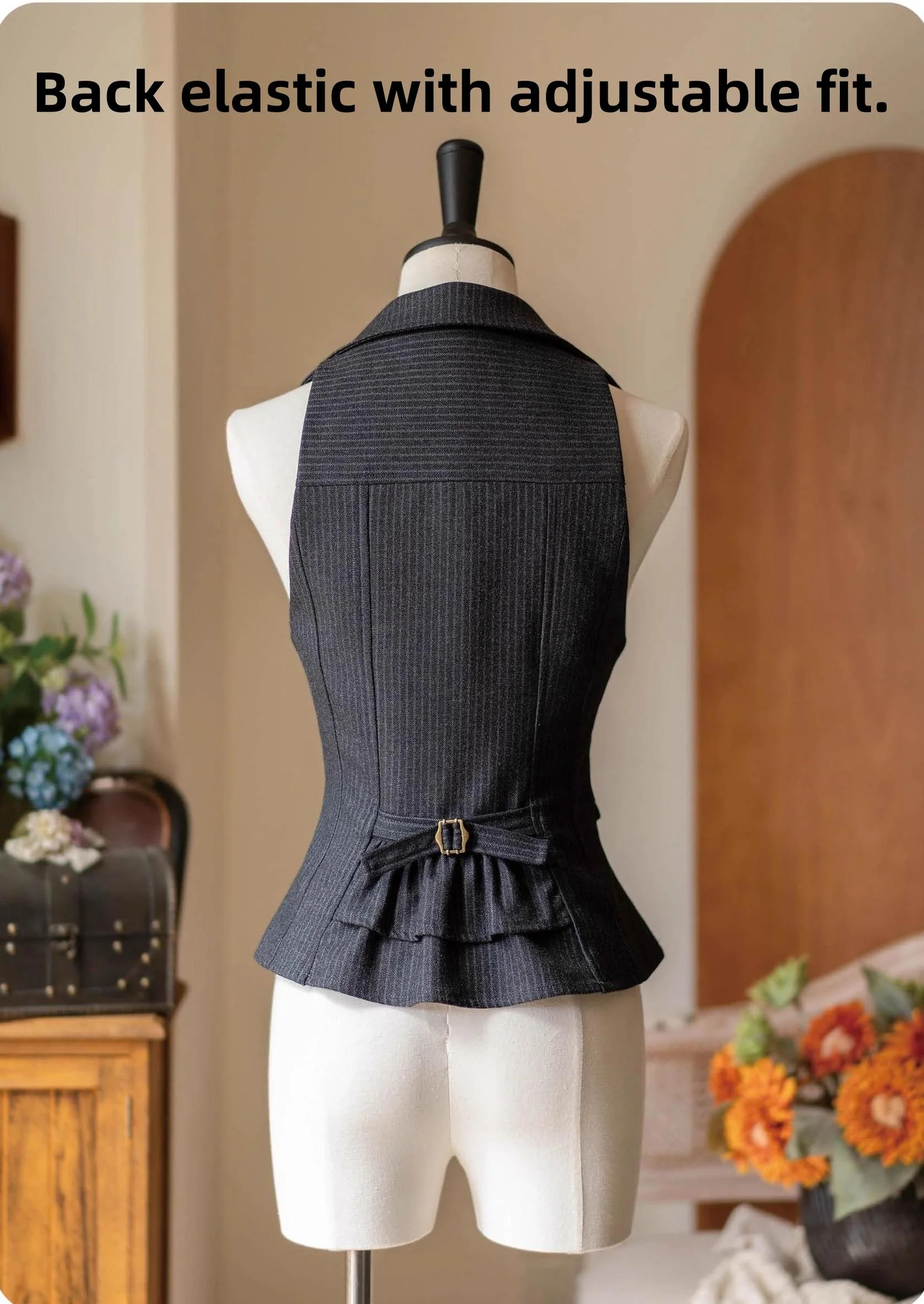 Forest Contract - Classic Lolita Striped Vest, Elastic Waist - Image 5