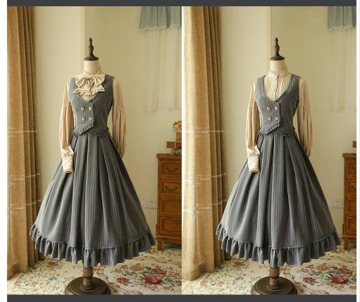 North of the Forest - Classic Lolita Striped Vest Skirt Set - Image 19