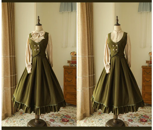 North of the Forest - Classic Lolita Striped Vest Skirt Set - Image 21