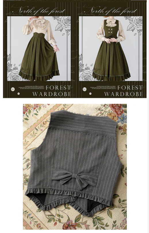 North of the Forest - Classic Lolita Striped Vest Skirt Set - Image 27