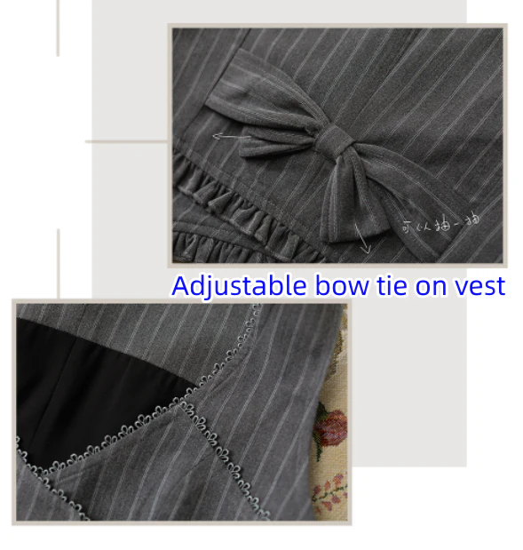 North of the Forest - Classic Lolita Striped Vest Skirt Set - Image 30