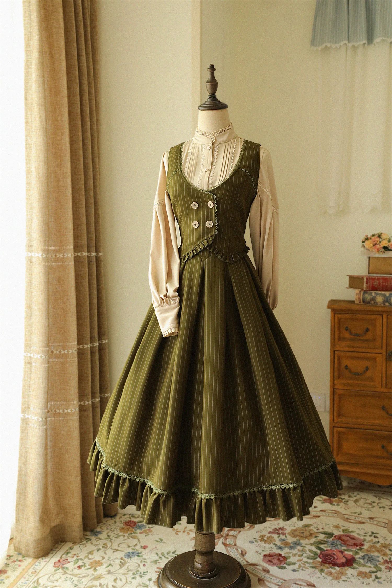 North of the Forest - Classic Lolita Striped Vest Skirt Set - Image 4