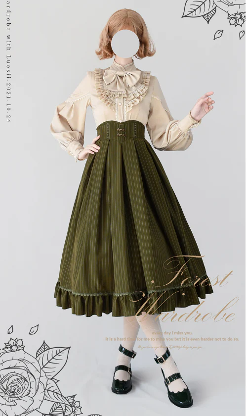 North of the Forest - Classic Lolita Striped Vest Skirt Set - Image 5
