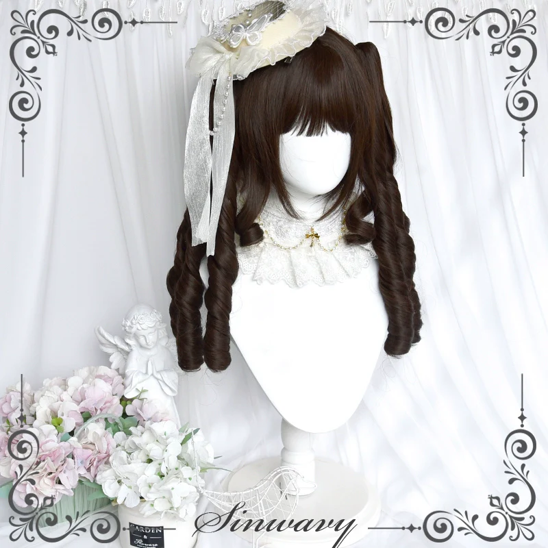 Sinwavy - Fairy Tale Town - Classic Lolita Wig Dark Brown Roman Curly Double Ponytail Wig - Image 3