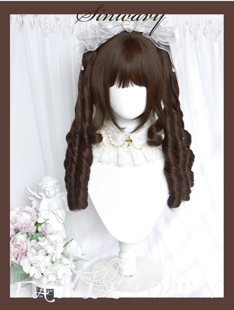 Sinwavy - Fairy Tale Town - Classic Lolita Wig Dark Brown Roman Curly Double Ponytail Wig - Image 7