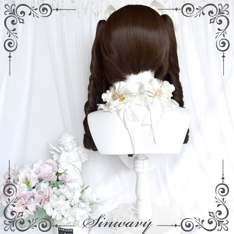 Sinwavy - Fairy Tale Town - Classic Lolita Wig Dark Brown Roman Curly Double Ponytail Wig - Image 9