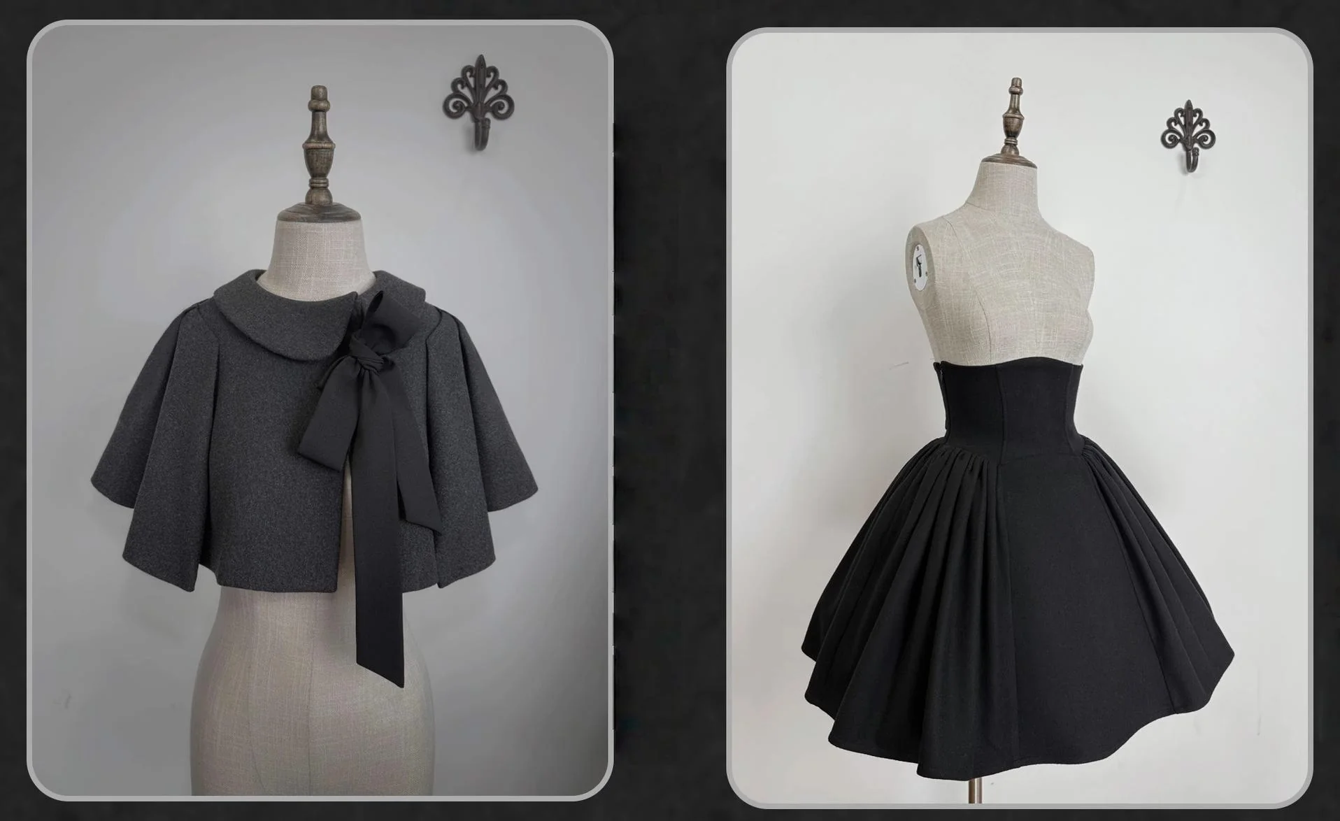 The Seventh Tenet - Classic Lolita Wool SK Set, Detachable Cape - Image 34