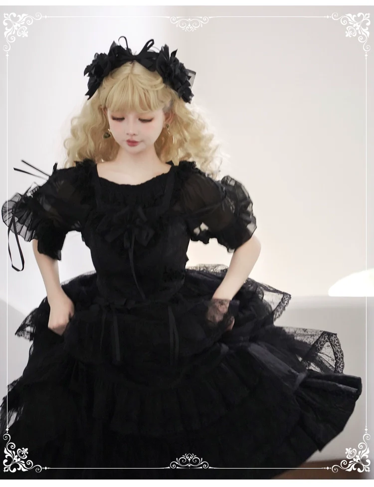Iris Love - Gothic Princess Lolita JSK Dress + Elegant Chiffon Top - Image 10