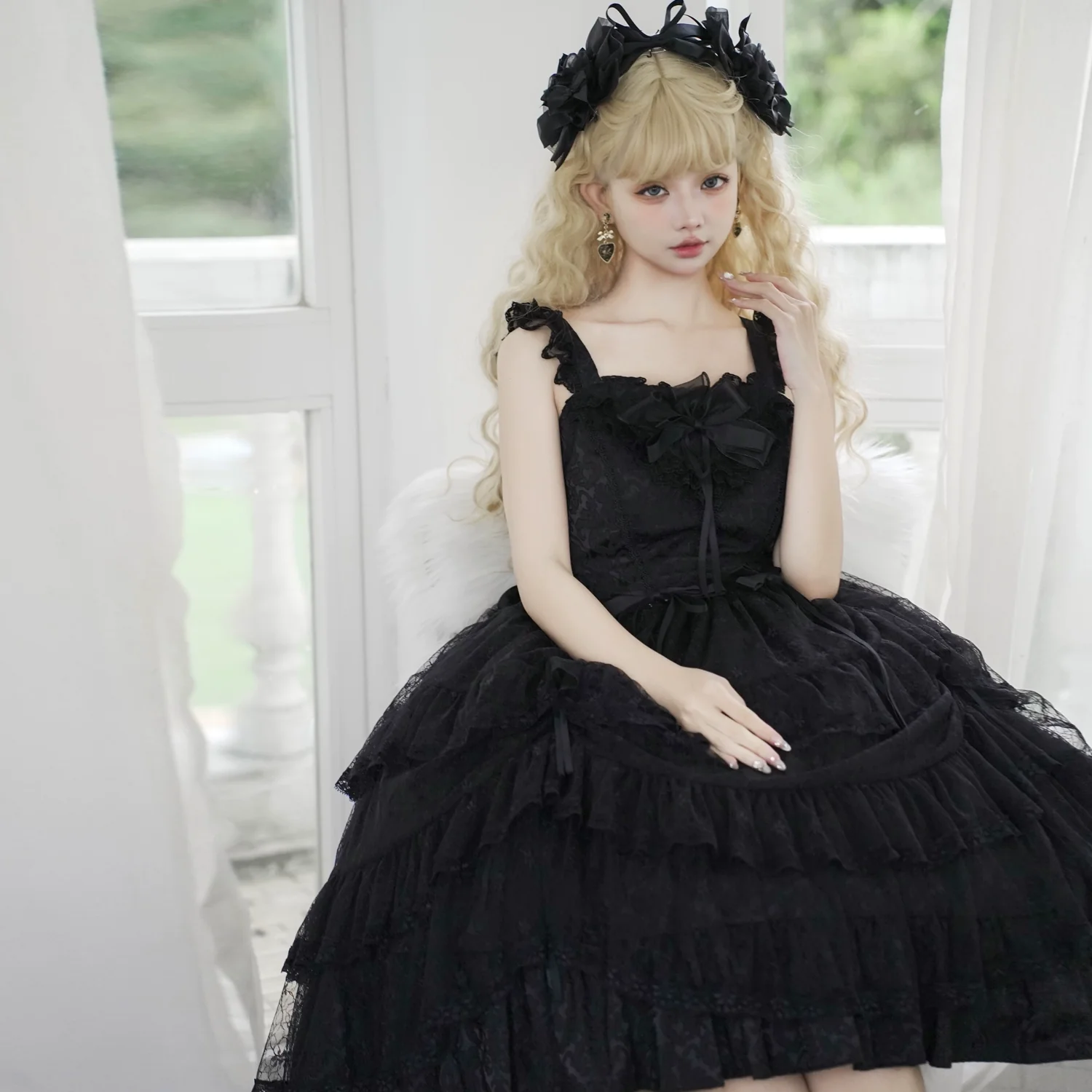 Iris Love - Gothic Princess Lolita JSK Dress + Elegant Chiffon Top - Image 11