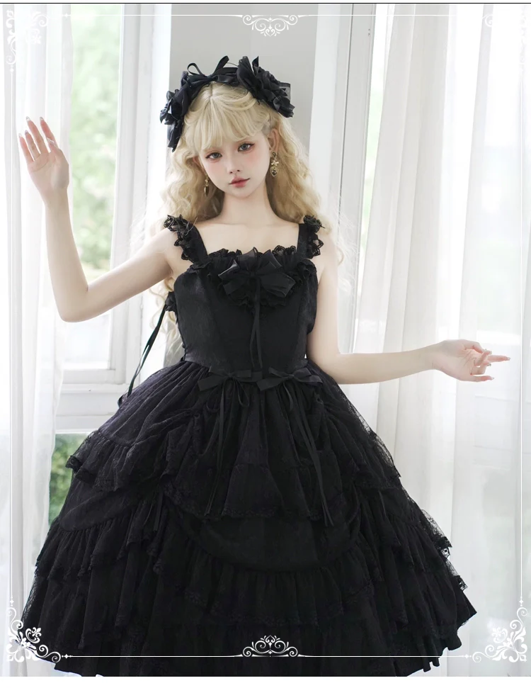 Iris Love - Gothic Princess Lolita JSK Dress + Elegant Chiffon Top - Image 12