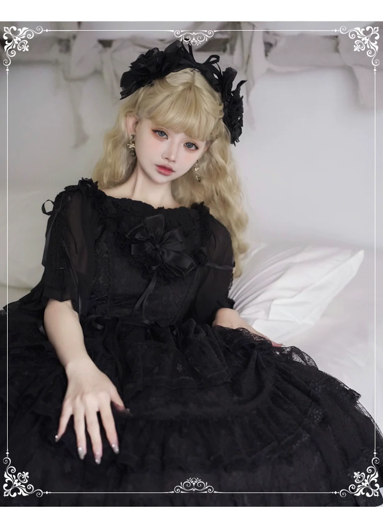 Iris Love - Gothic Princess Lolita JSK Dress + Elegant Chiffon Top - Image 16