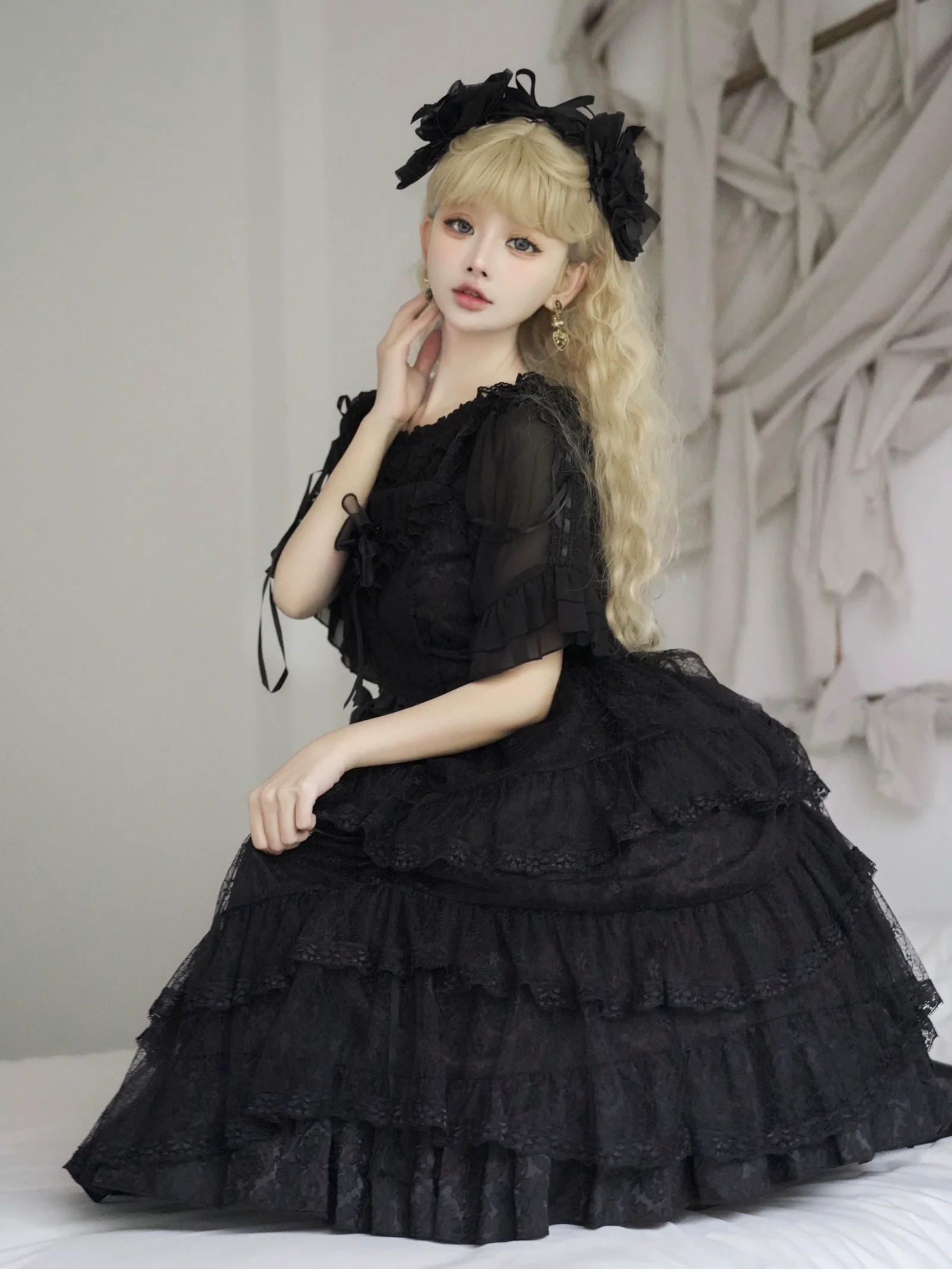 Iris Love - Gothic Princess Lolita JSK Dress + Elegant Chiffon Top - Image 2