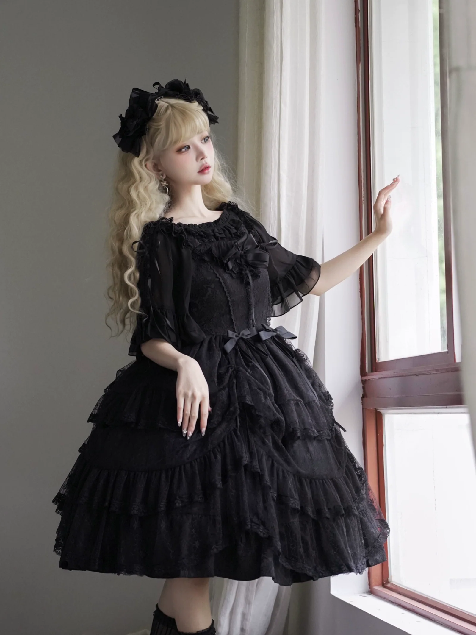 Iris Love - Gothic Princess Lolita JSK Dress + Elegant Chiffon Top - Image 3