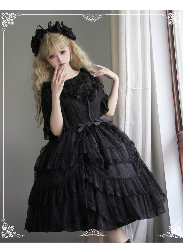 Iris Love - Gothic Princess Lolita JSK Dress + Elegant Chiffon Top - Image 5
