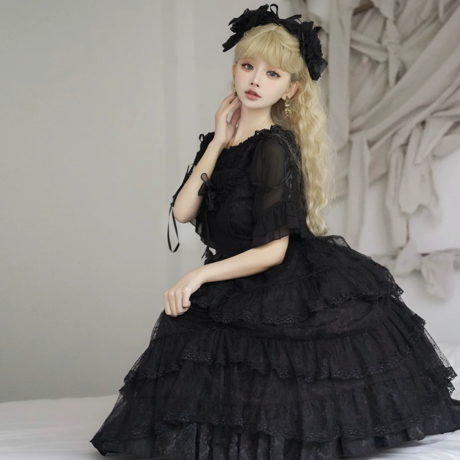 Iris Love - Gothic Princess Lolita JSK Dress + Elegant Chiffon Top - Image 6
