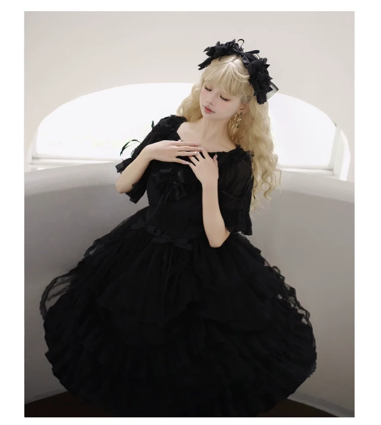 Iris Love - Gothic Princess Lolita JSK Dress + Elegant Chiffon Top - Image 8