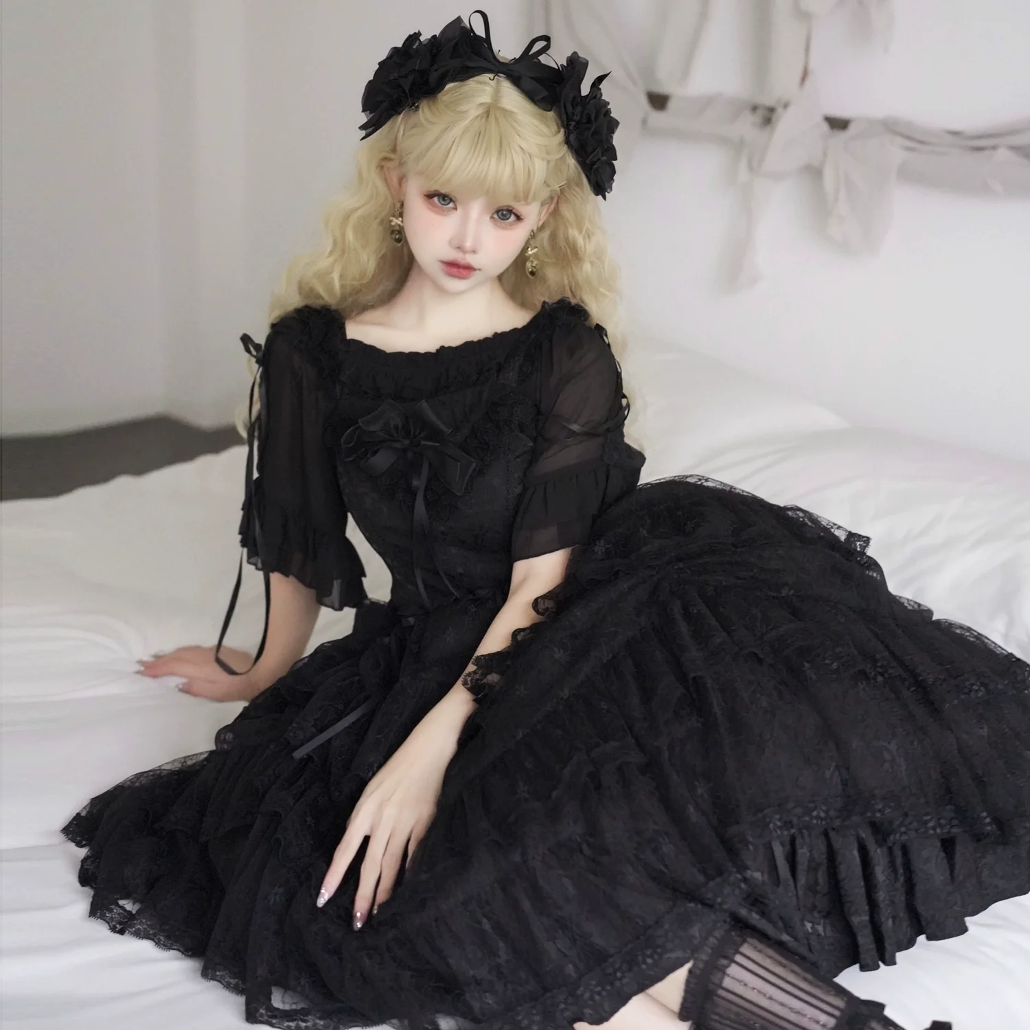 Iris Love - Gothic Princess Lolita JSK Dress + Elegant Chiffon Top - Image 9