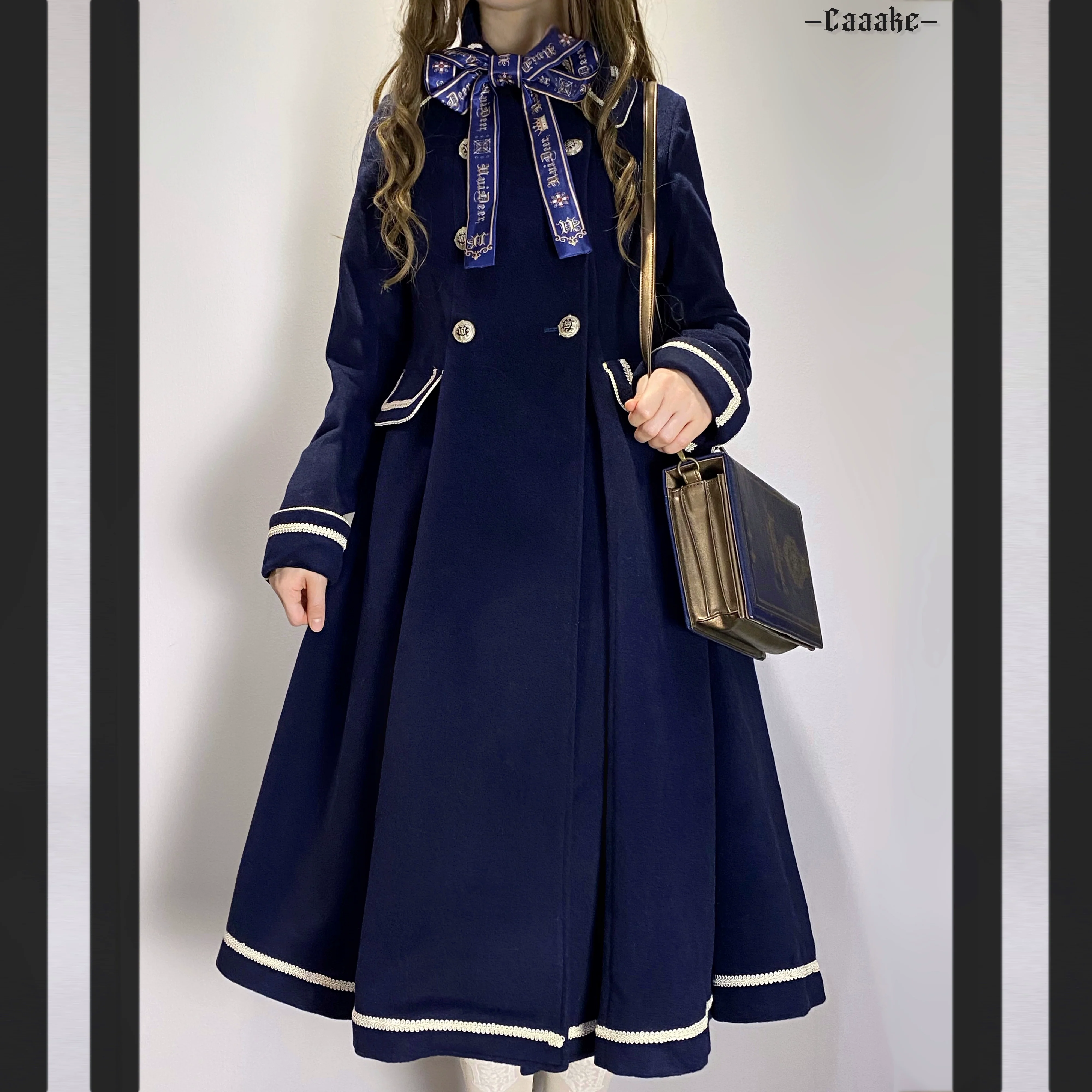 Galaxy Traveler - Classic School Lolita Overcoat with Detachable Cape and Bow - Image 2