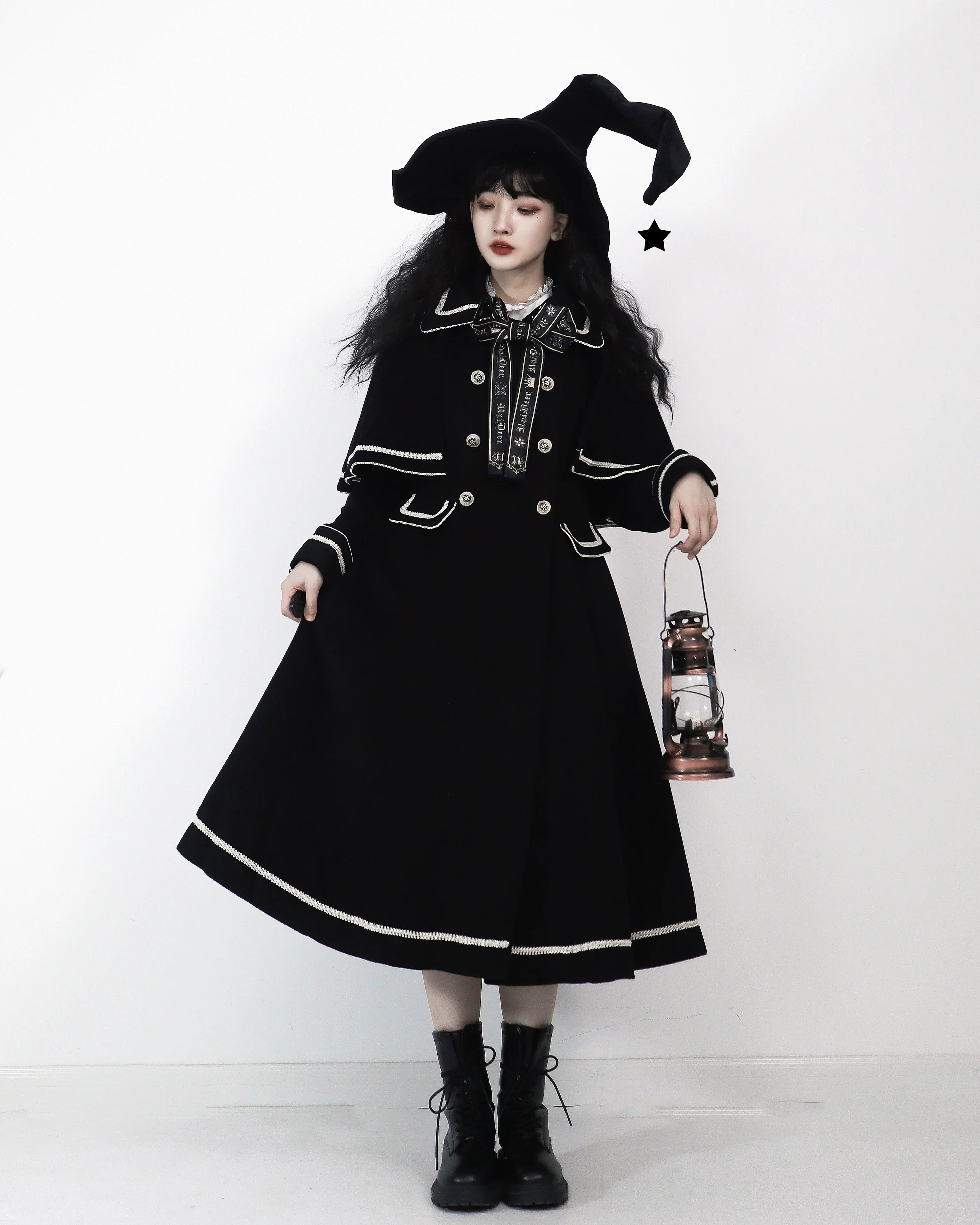 Galaxy Traveler - Classic School Lolita Overcoat with Detachable Cape and Bow - Image 3