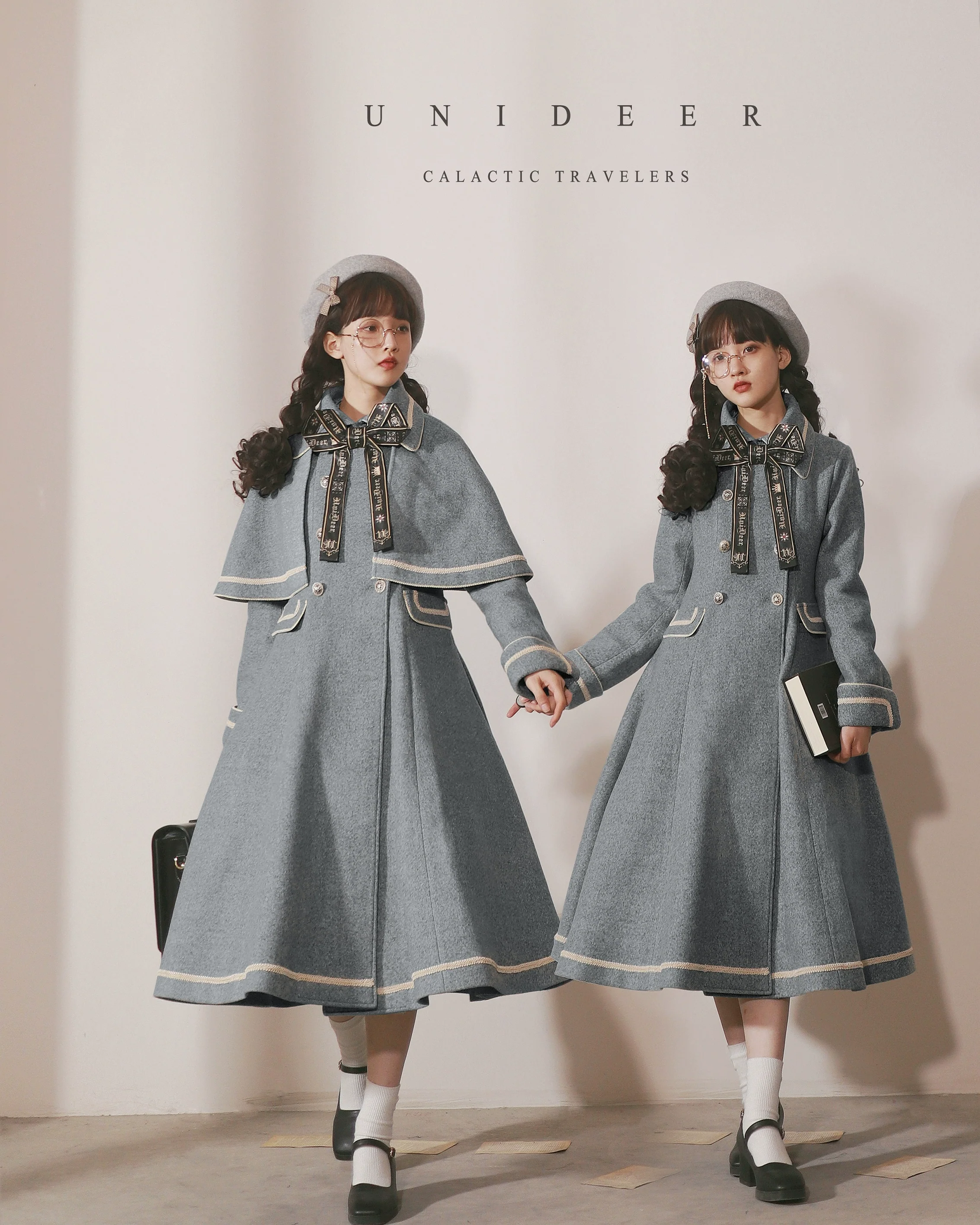 Galaxy Traveler - Classic School Lolita Overcoat with Detachable Cape and Bow - Image 36