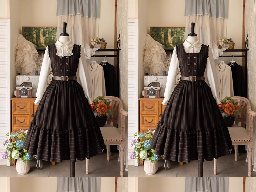 Little Manor - Classical Lolita JSK Dress & Long Sleeve Blouse - Image 17