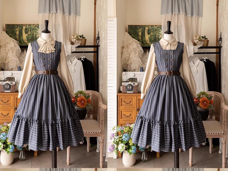 Little Manor - Classical Lolita JSK Dress & Long Sleeve Blouse - Image 18